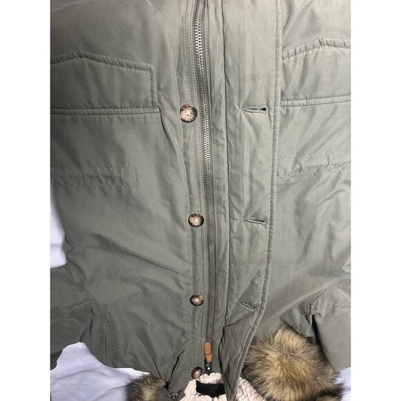 Abercrombie & Fitch sherpa lined military parka! Olive green Sz M - Picture 10 of 11